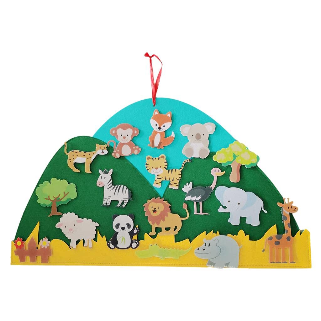 JAZZY PEARLS Montessori Baby Busy Felt Board with Hooks for Boys Girls Wall Activity Toy Grassland|Toys & Hobbies | Educational 