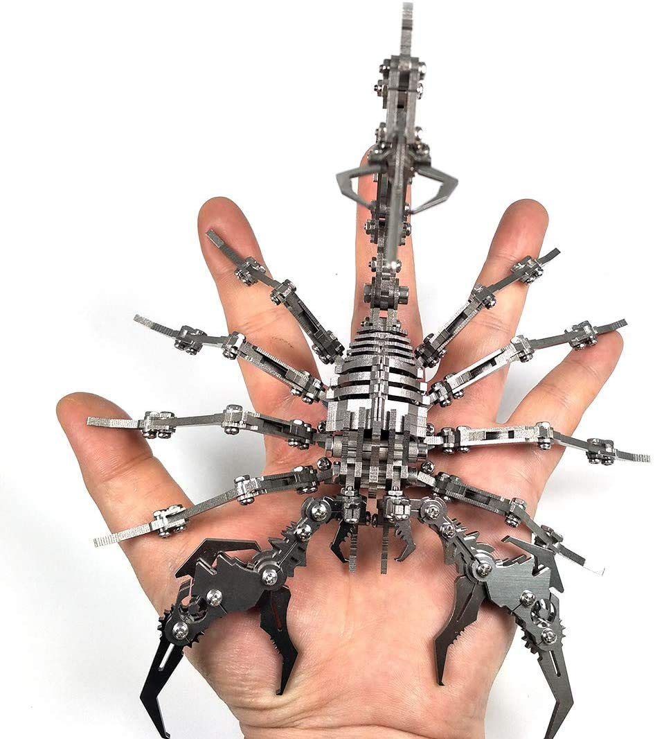 Puosuo 3D Metal Puzzle Scorpion Diy Model Kit, Puzzle Jigsaw Scorpion King 3D Stainless Steel Ornaments