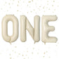 Biapian 40 Inch One Letter Balloons, Big Cream One Foil Balloons, 3 Pcs Giant Foil Large Aluminum Balloon Helium For Anniversary