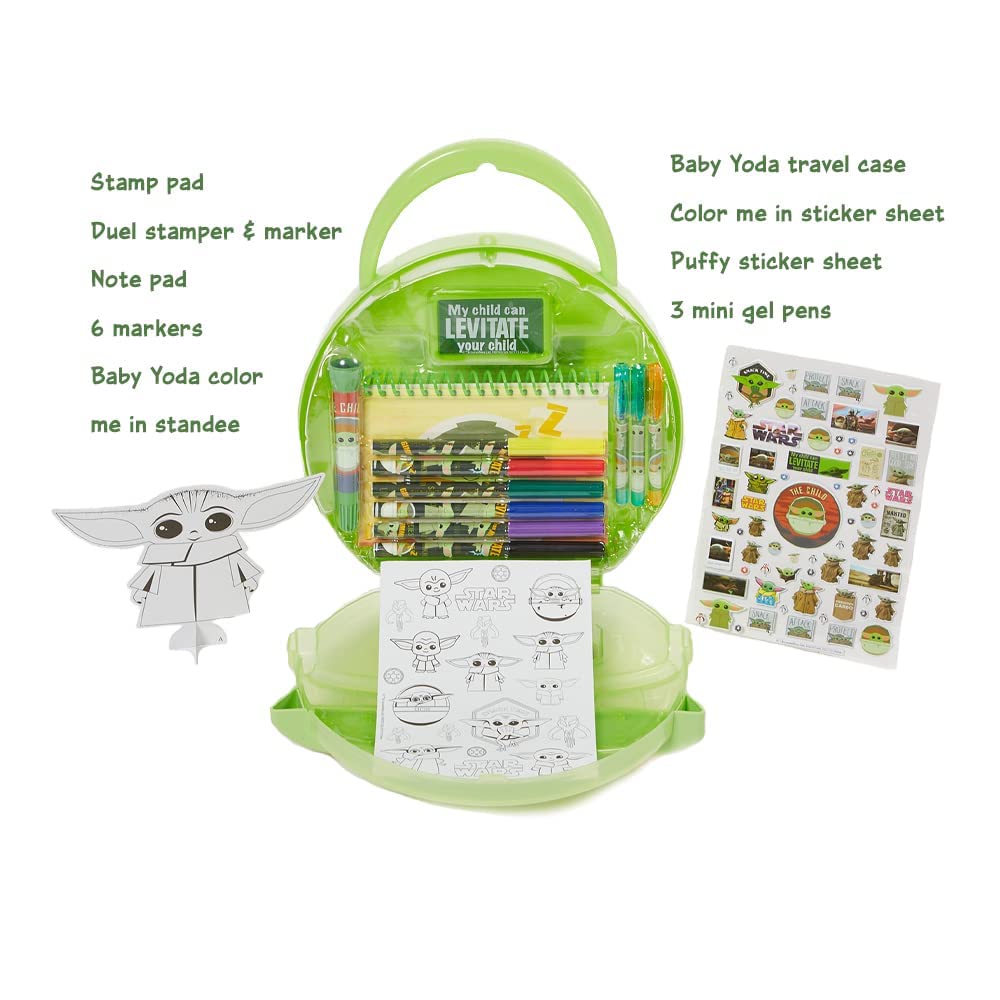 Innovative Designs Baby Yoda Coloring & Sticker Activity Set with Travel Case - Green