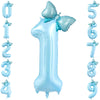 40 Inch Number 1 Balloon With Bow Blue Happy Birthday Jumbo Number Balloon For Boys Girls Birthday Decorations Party Supplies (B