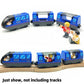 Dshmixia Battery Operated Train For Wooden Train Track Set Toys For 3 4 5 Year Old Boys Kids Action Locomotive Train Magnetic Connection (Without Battery) (Blue)