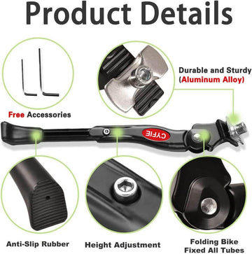 Cyfie Bike Kickstand for 16 18 20 Inch Kids Adjustable Center Mount Bicycle Kickstands Bike Stand for 16-20inch Wheel Mountain Bike/Road Bicycle/mature-themed Bike/Sports Bike  Aluminum Alloy