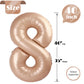 Light Brown 8 Balloon, Tan Number Balloons 40 Inch, 8Th Beige Birthday Decorations For Boys Girls, Sandy Brown Birthday Balloons