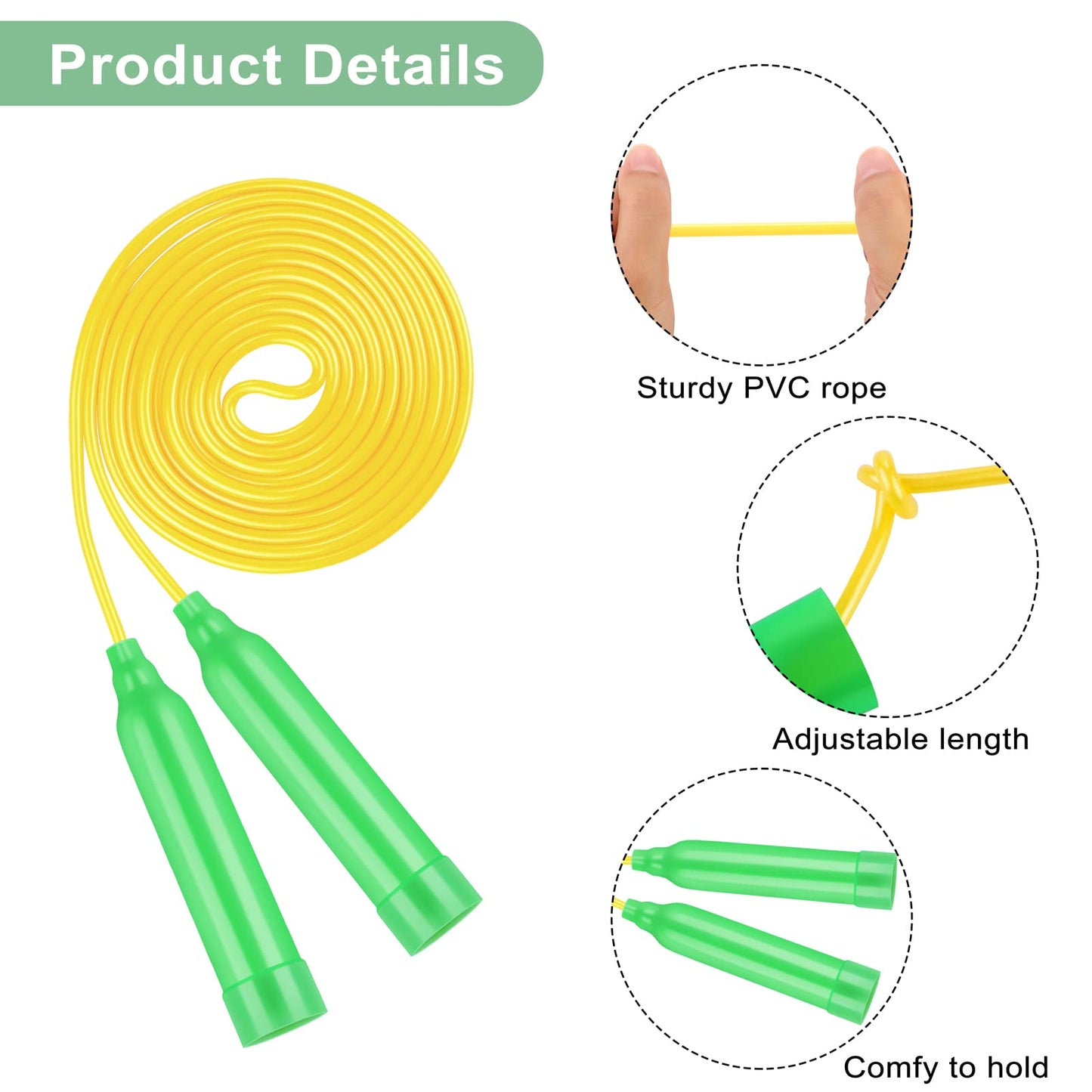 Elcoho 48 Packs Kids Jump Rope Set 7.3 Feet Adjustable Skipping Rope Colorful Kids Outdoor Jump Ropes for Kids Party Favors Outd
