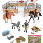 DuDuMo Horse Stable Playset  Horse Gifts for Girls and Boys with 3 Horses and 2 Riders  Horse Toys Set Farm Animals Toys for Kids 3 4 5 6 7 8+ (New Model)  Green