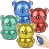 Artcreativity Squish Sticky Bear, Set Of 4, Glittery Squeeze Stress Relief Toys For Kids, Fidgeting Anxiety Toys In Assorted Col
