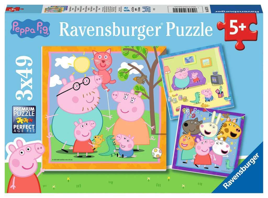 RAVENSBURGER Puzzle Ravensburger 05579 Family and Friends 3 x 49 Pieces Peppa Pig Puzzle for Children from 5 Years
