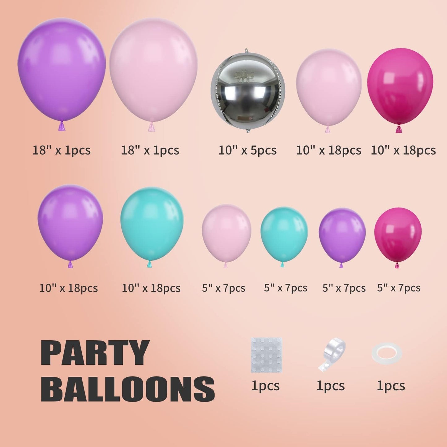 Pink Purple Blue Balloon Arch Kit, Pink Purple Balloon Garland Kit With Teal Blue, Pink And Purple Balloons, Pink Purple Blue Ba