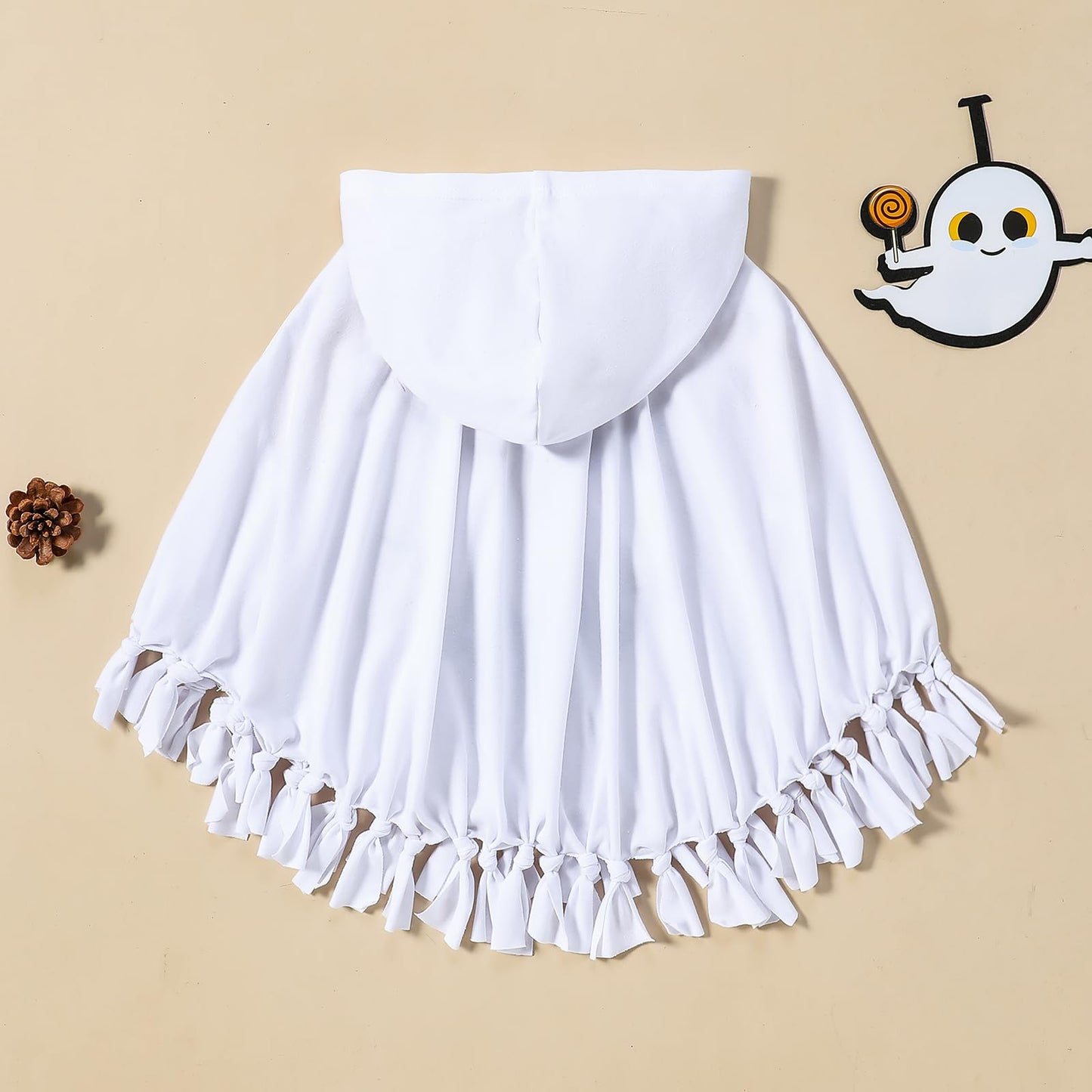 Kavousa Toddler Kids Baby Girl Boy Ghost Costume Halloween Cloak Cape Hat Funny Cosplay Clothes (Hooded Sleeveless Top White, 1-