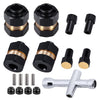 4 Pieces Brass Extended Wheel Hubs 7 mm Hex Spacers for Axial SCX24 1/24 RC Crawler Upgrades Parts & Locknuts Wrench Tool SCX24 