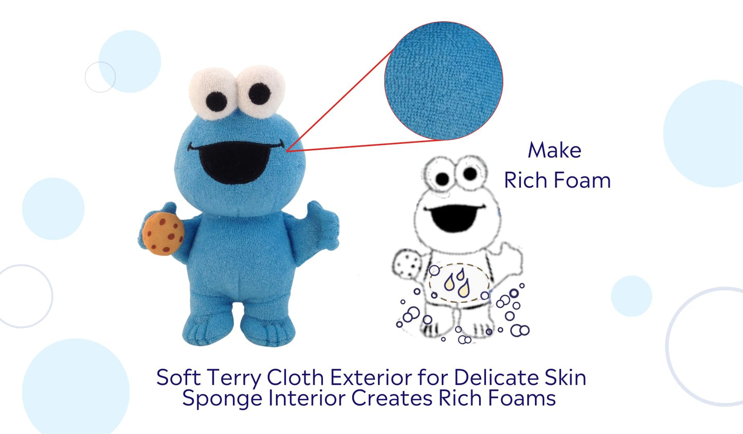 Soapsox-Cookie Monster-Baby Bath Scrub-Refillable Bubble Bath Sponge Toys For Babies-Machine Washable