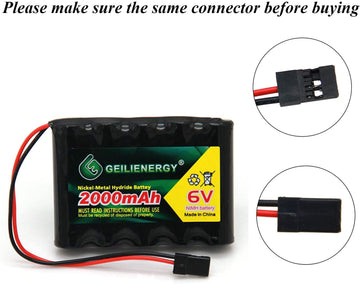 GEILIENERGY 6V 2000mAh NiMH RX Battery Packs with Hitec Connector for RC Aircrafts and Walking Robot