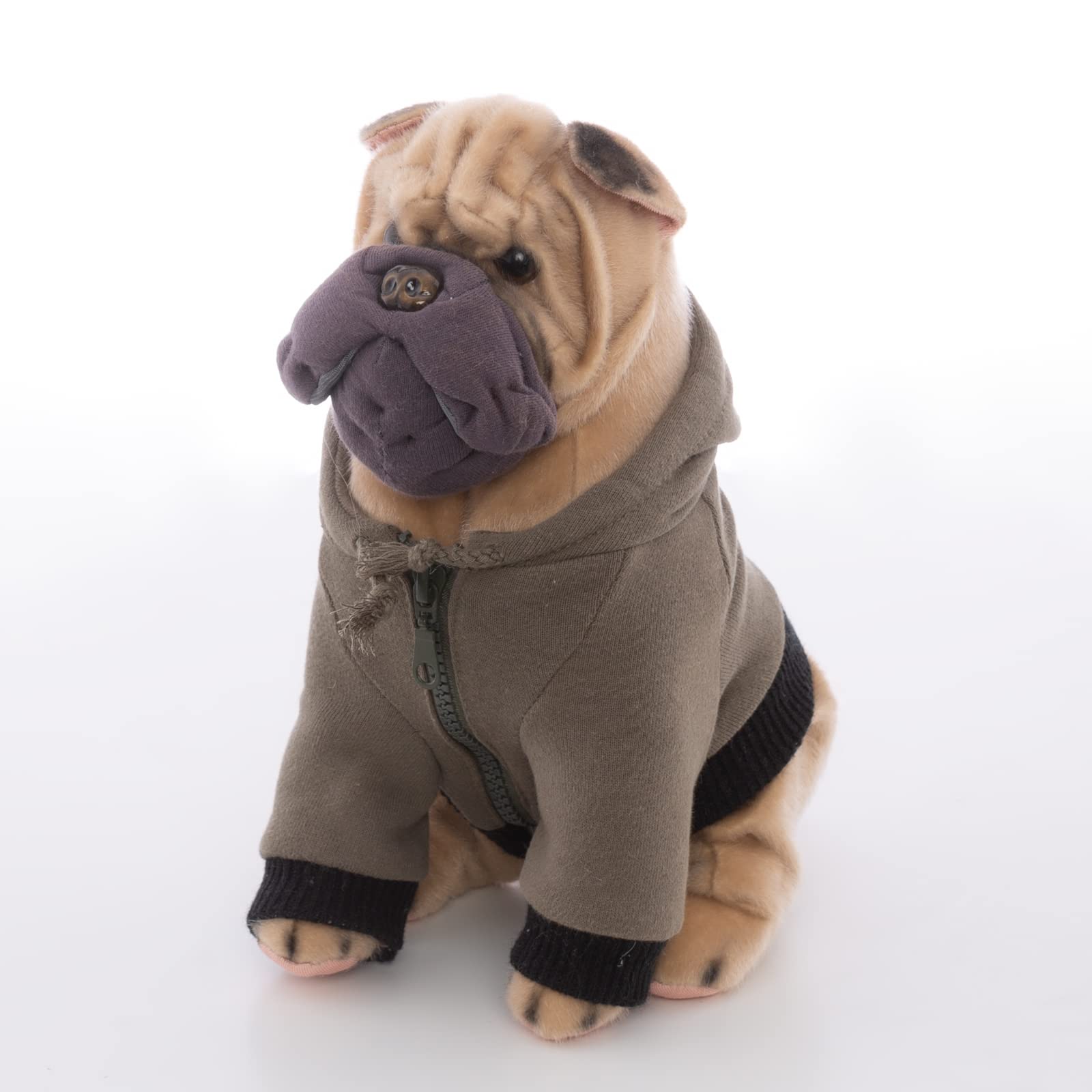 Cu-Mate 12-Inch Stuffed Animal Shar Pei Dog - Lifelike & Realistic Plush Toy Puppy Sitting Dog Present Gift