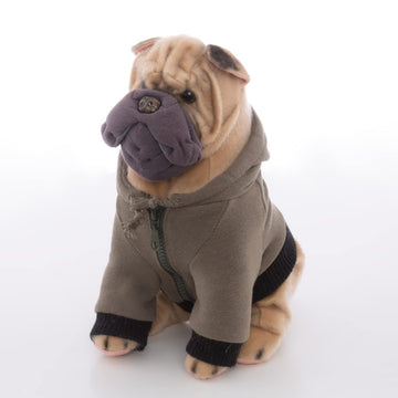 Cu-Mate 12-Inch Stuffed Animal Shar Pei Dog - Lifelike & Realistic Plush Toy Puppy Sitting Dog Present Gift