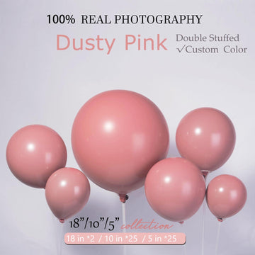 Dusty Pink Balloons Double-Stuffed Customized Retro Dusty Rose 52 Pack Different Sizes 18+10+5 Inch Balloon Garland Kit For Boho
