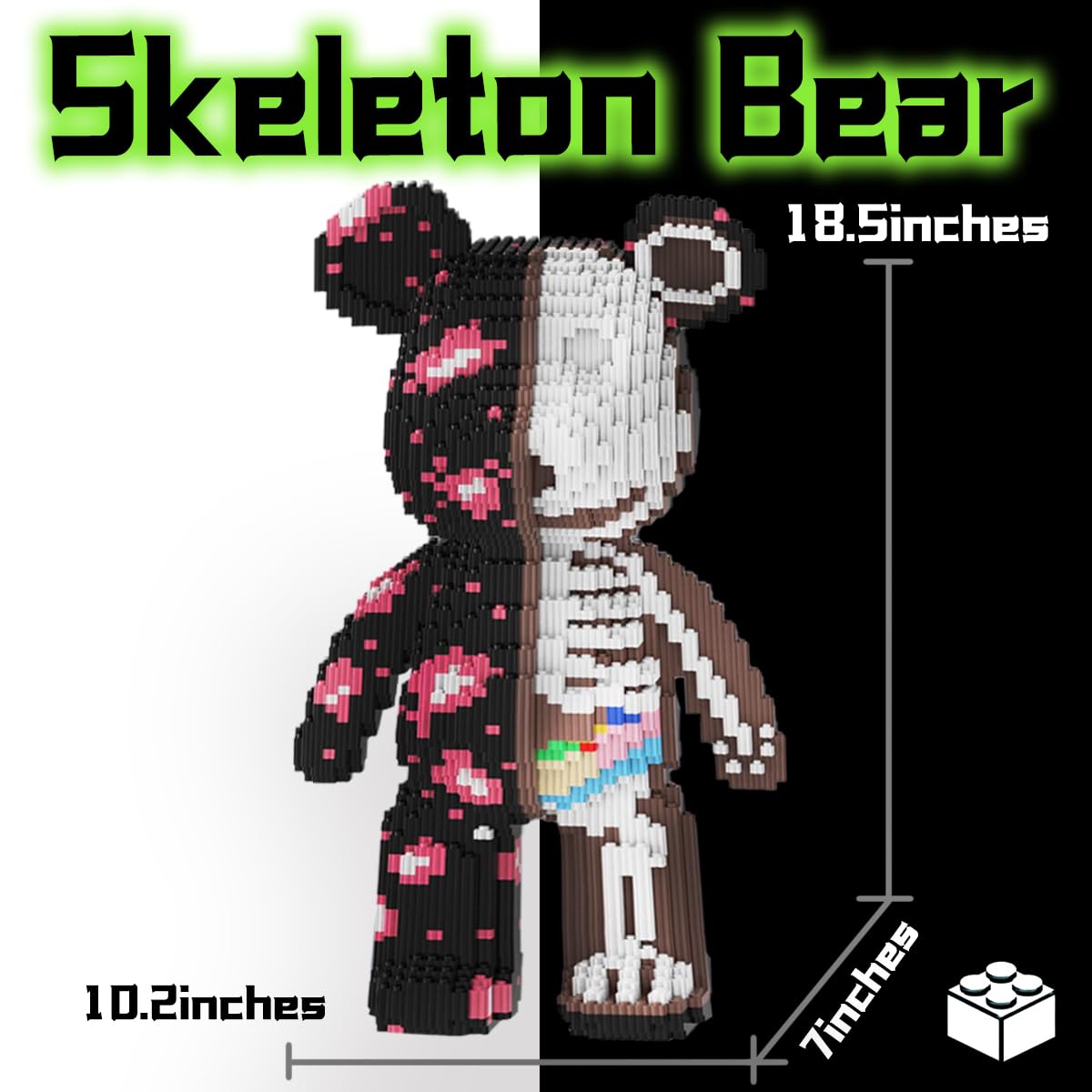 VIIOVOIIV Before Christmas Teddy Skeleton Bear Micro Building Blocks Set(18.5inches) Christmas Ornaments Bear Building Blocks Gift for mature-themed and Kid