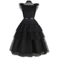 Lauphie Black Wednesday Addams Costume Dress For Girls Halloween Costumes Cosplay Party Dress With Accessories 4-12Y