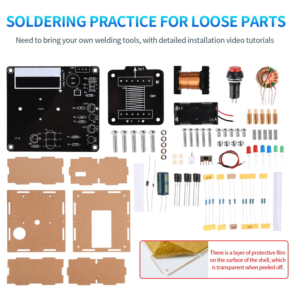 TKXEC STEM Projects DIY Soldering Practice Kit, Electric Magnetic Transmitter, 3.7" Plastic Educational Toy for Teens