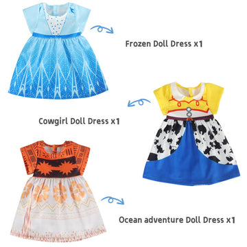 Benylion Girls 14-16 inch Doll Clothes Princess Costume Dress for 14-16 Inch Doll Include 3Pcs Different Princess Dress Fits All