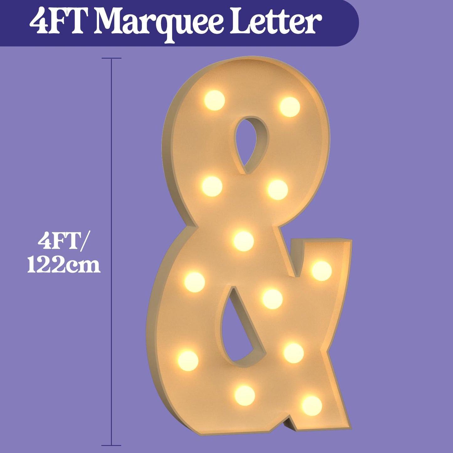 Marquee Light Up Letters, 4Ft Marquee Letters, Large Light Up Letter For Party Decor, Mosaic Balloon Frame, Cardboard Letter For