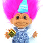 My Lucky Happy Birthday 6' Troll Dressed In Denim Overalls W/Present