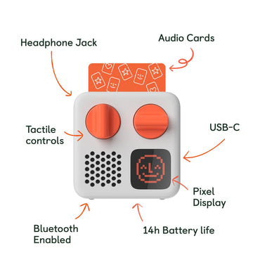 Yoto Mini (2024 Edition) + Make Your Own Card - Kids Screen-Free Bluetooth Audio Player, All-In-1 Travel Device Plays Stories Mu