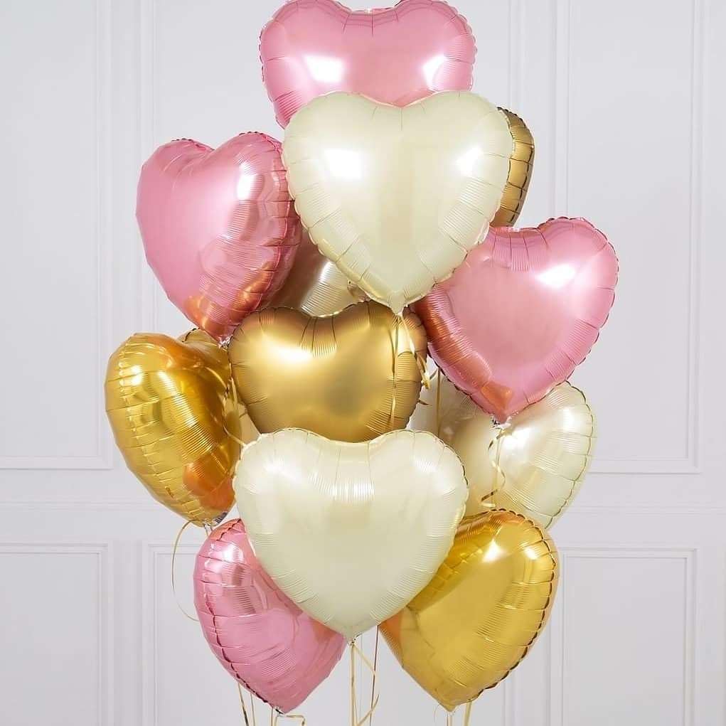 Lovoir 10 Pcs Pearl Pink Heart Shape Foil Mylar Balloons 18 Inch Love Balloons For Valentine'S Day Birthday Party Decorations We
