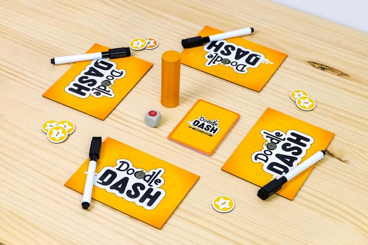 Indie Boards and Cards Doodle Dash Game - Standard Size, Yellow Cardboard, Model DDSH1IBC