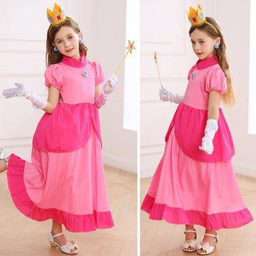 Itvti Princess Costume Dress For Girls Kids Cosplay Pink Outfit Halloween Birthday Party Dress Up, Pink, 2-3 Years(Tag 100)