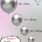 Moxmay Metallic Sliver Balloons Different Sizes, 102 Pcs 18 12 10 5 Inch Sliver Latex Chrome Balloon For Graduation Baby Shower