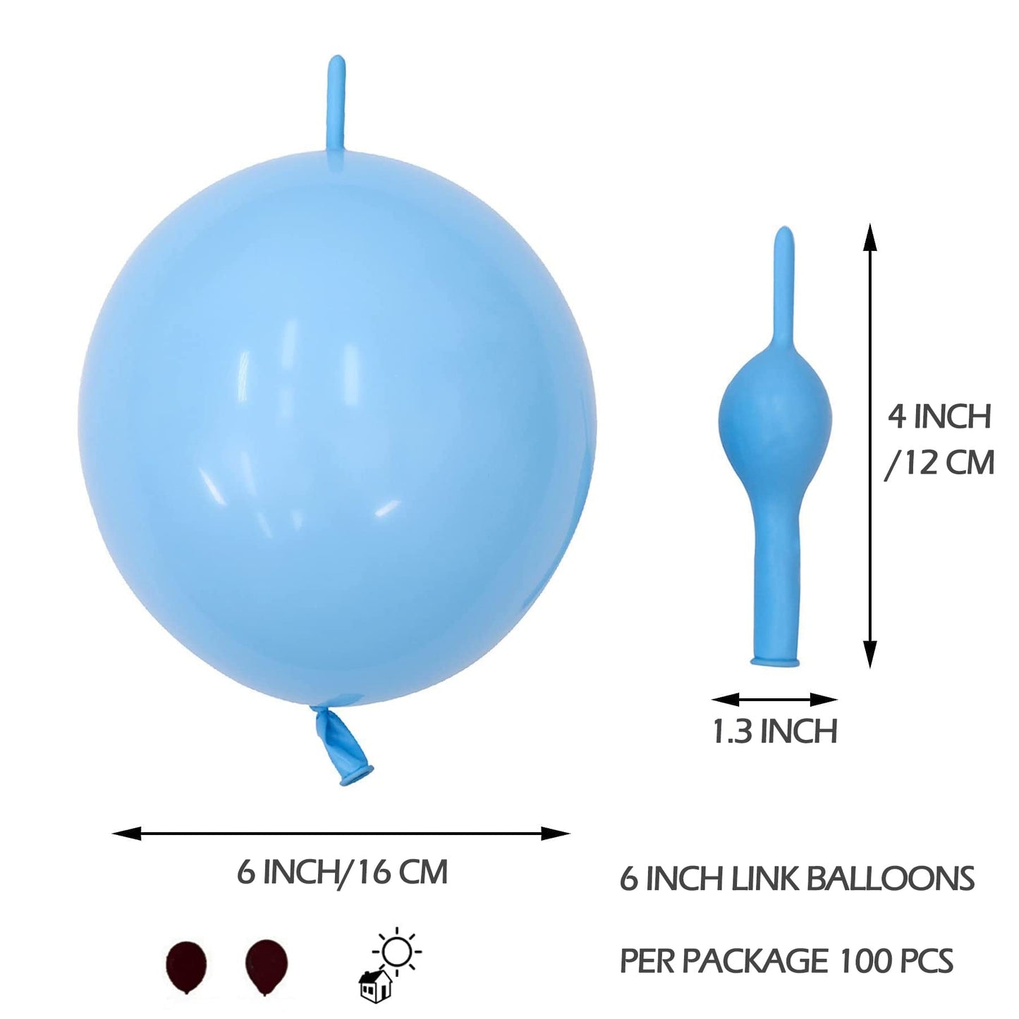 In-Jooyaa 6 Inch Pearlescent Silver Latex Link Balloon 100 Pcs Quick Linkable Balloon For Party Decoration