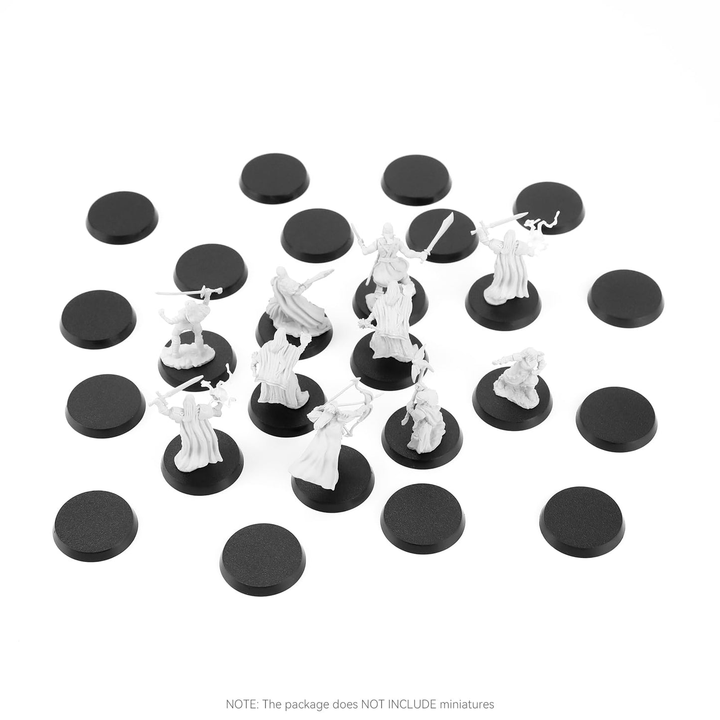 100Pcs 32Mm/1.26Inch Textured Plastic Black Round Miniature Bases, Model Base For Gaming Miniatures Or Wargames Table Top Games