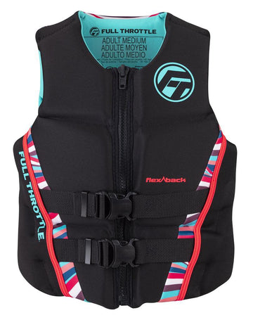 Full Throttle Womens Rapid-Dry Flex-Back Life Jacket - Womens XS - Pink/Black