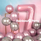 Rainbowq Party 7 Balloon Number 40 Inch For Boy Or Girl Big Pink 0-9 Foil Mylar Large 7 Number Balloon Happy 7Th Birthday Party