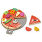 Tender Leaf Toys - Pizza Party - 6 Slices of Realistic Pizza Toy Set with 12 Different Toppings, Kraft Card Take-Out Box Include