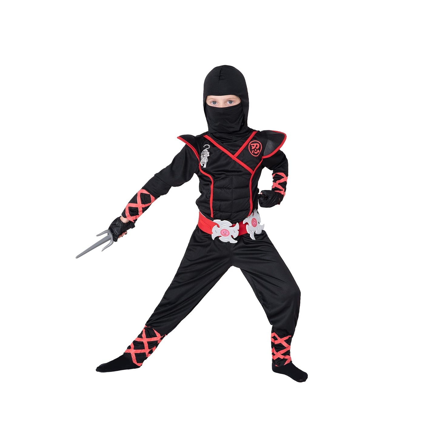 Spooktacular Creations Halloween Ninja Costume, Black Ninja Outfit Set For Kids, Halloween Costumes With Accessories For Boys Dress Up And Role Play Party (Small, 5-7 Yrs)