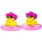 MuMyer 2Pcs Duck Car Ornaments - Yellow Duck Car Dashboard Decorations with Mini Swim Ring Cowboy Hat Necklace and Sunglasses
