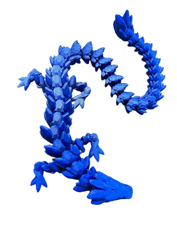 Munnygrubbers - Xl 26' Crystal Dragon Fidget Toy - Heavy Duty - 3D Printed Flexible Articulating Dragon Plastic Collectible Figurine - Surprise Egg Compatible - (Dark Blue Dragon)