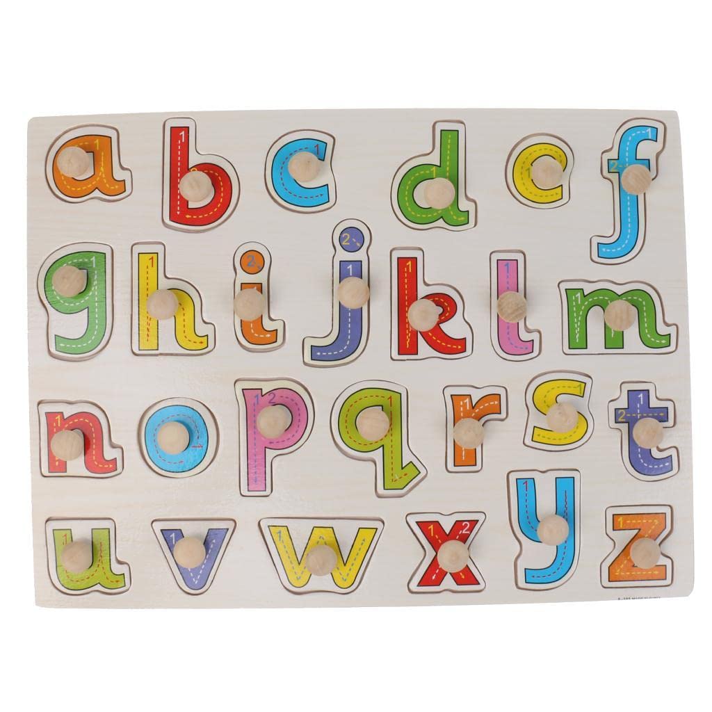 CALANDIS?1pc Cute Wooden Jigsaw Puzzle Toy Kids Preschool Teaching Aid Toy Lowercase | Preschool Toys & Pretend Play