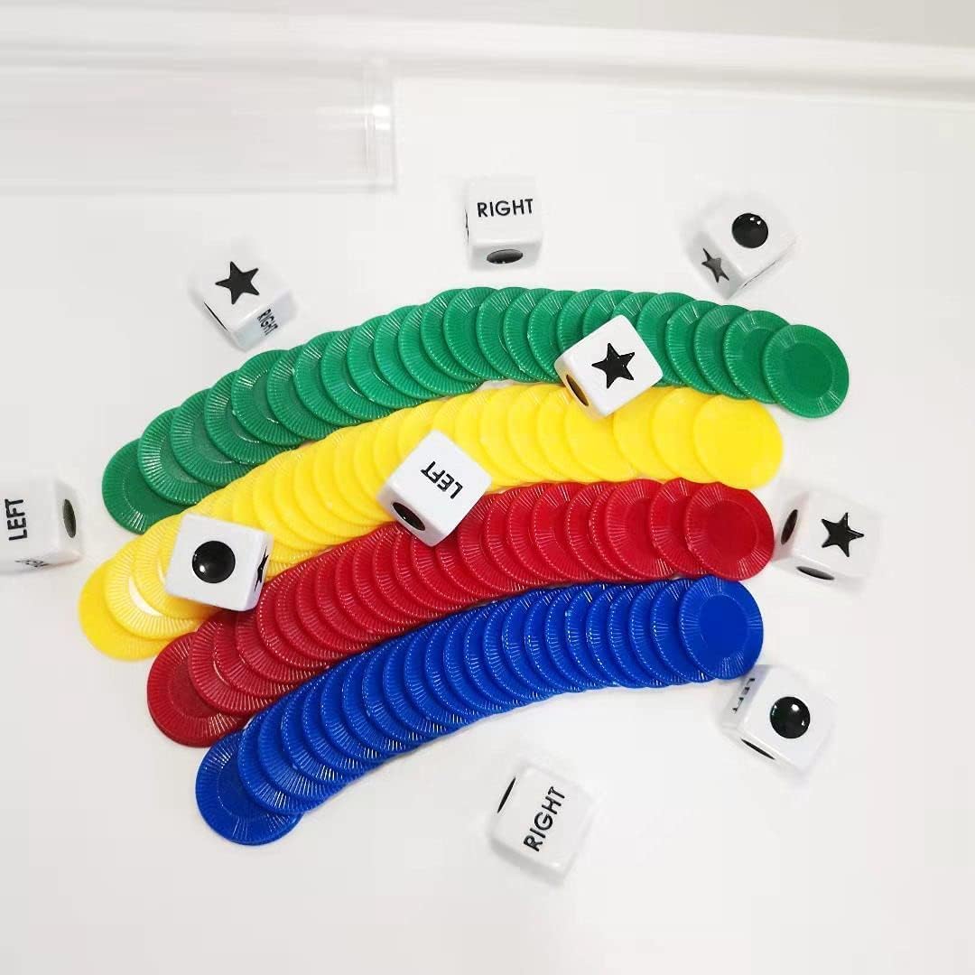 JHFY Left Right Center dice Game Prime Set Bundle- 4 Pack Assorted Colors