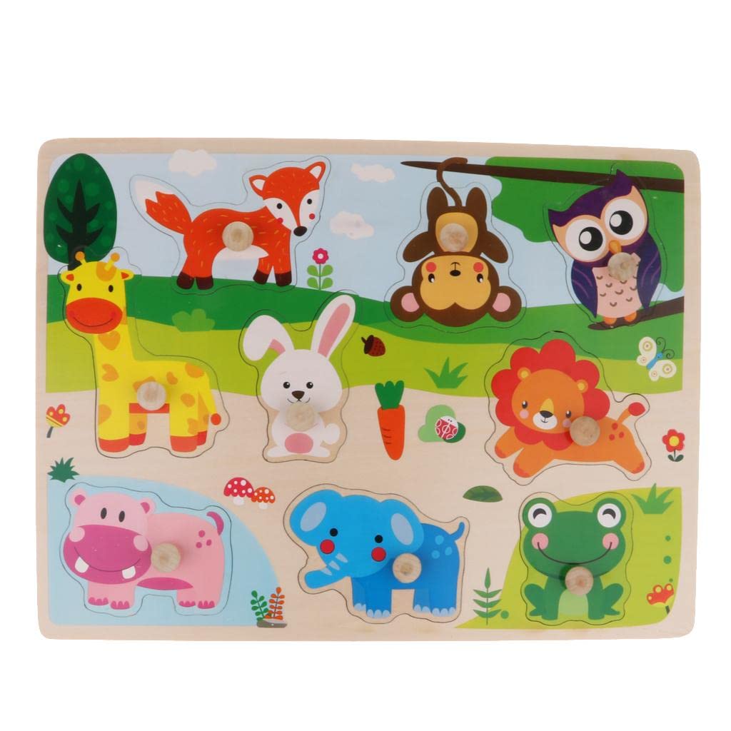 CALANDIS?Wooden Jigsaw Pegged Puzzle Board Educational Puzzles Toy Animal | Preschool Toys & Pretend Play