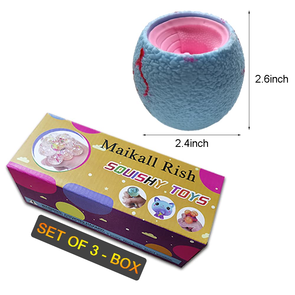 Dinosaur Egg Evil Squeeze Toys 3 Pack Funny Pop Out Dinosaurs of Egg Decompression Stress Toys for mature-themeds Kids  Colorful Squish Fidget Toy Relief Autism Silicone Decompression Toy(Boxed)