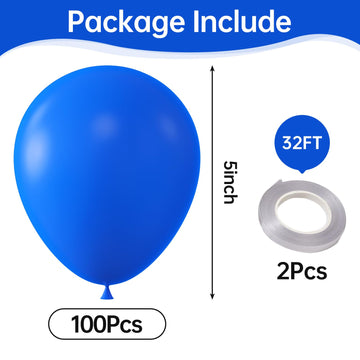 Kalor Retro Dark Blue Balloons,100 Pcs 5 Inch Klein Blue Matte Latex Balloons For Balloon Garland Arch, Birthday Decoration, Wedding Party, Baby Shower Decorations