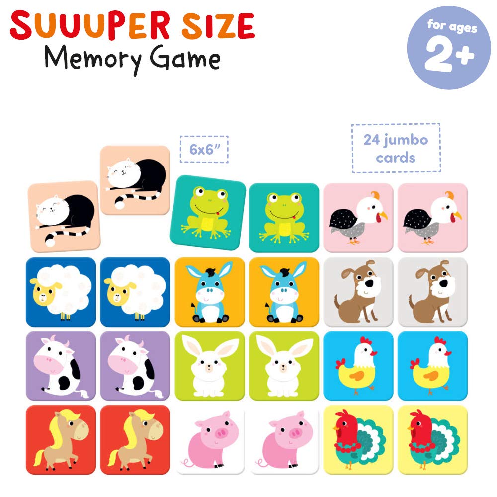 Banana Panda Suuuper Size Memory Matching Kids Game - Includes 24 Extra-Large 6    X 6    Cards - Match The Animals Or Use As Fl
