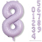 Light Purple Number 8 Balloons, 40 Inch Giant Dusty Pastel Purple Mylar Foil Number 8 Ballon For Girls, Self Inflating 8Th Birth