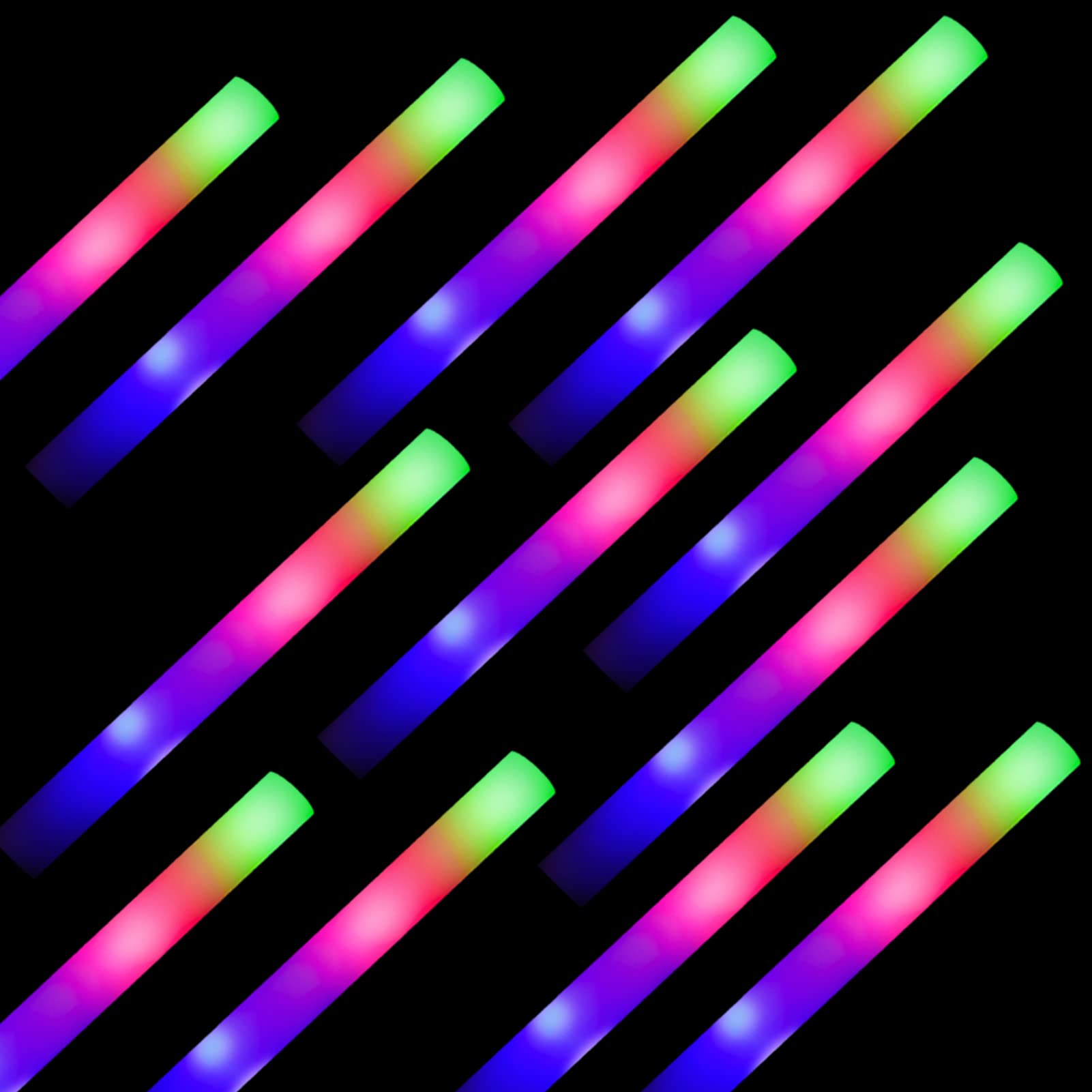 Uodbuyo Glow Sticks Bulk-192 Pcs Led Foam Sticks Glow In The Dark Party Supplies,Light Up Baton Wands For Party Wedding Birthday
