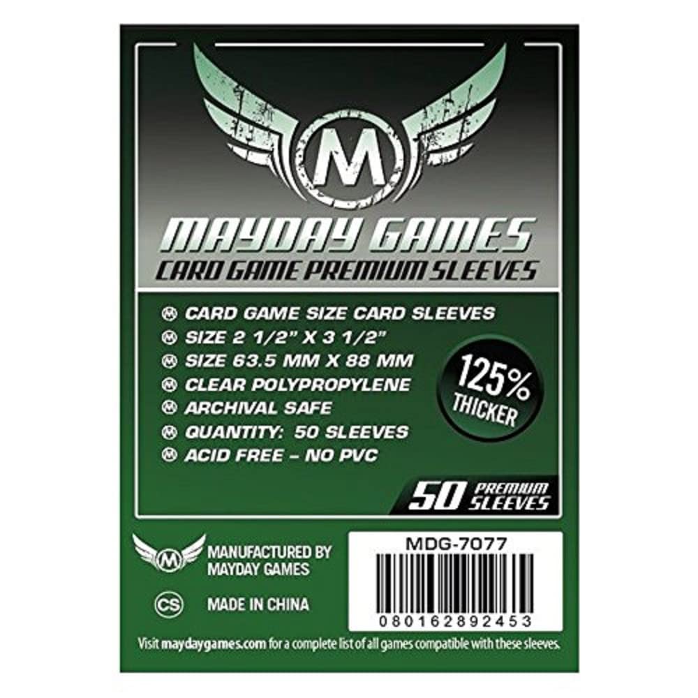 Mayday Games Premium Card Game Sleeves, Clear Polypropylene, 63.5x88mm, 50 Pack, Model 7075MG