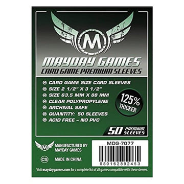Mayday Games Premium Card Game Sleeves, Clear Polypropylene, 63.5x88mm, 50 Pack, Model 7075MG