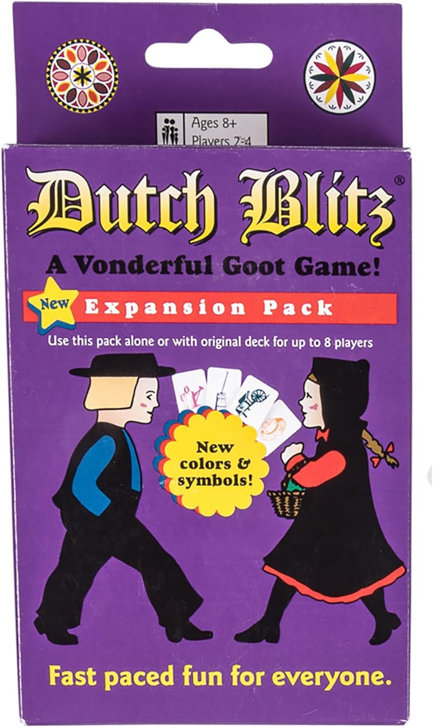 Dutch Blitz Card Game Combo - Original & Purple Expansion, Fast-Paced Fun for 8 Players, Cardstock, Ages 8+